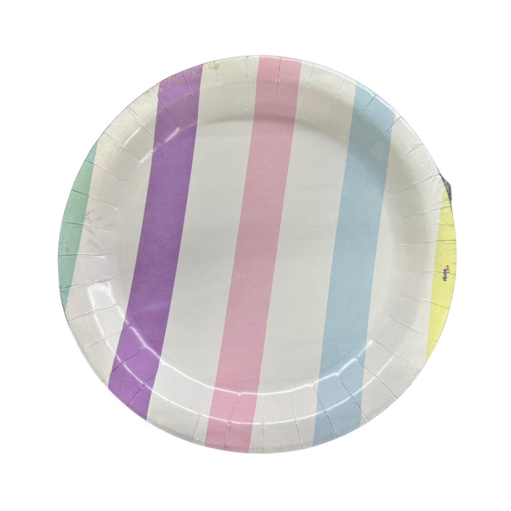 PLATO REDONDO 9" PTE. C/8 PZAS. BICOLOR PASTEL