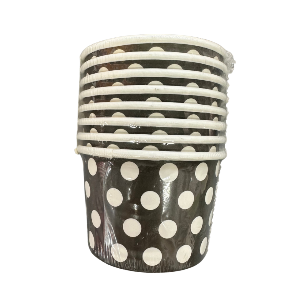 VASO 4 OZ PTE. C/8 PZAS. NEGRO POLKA