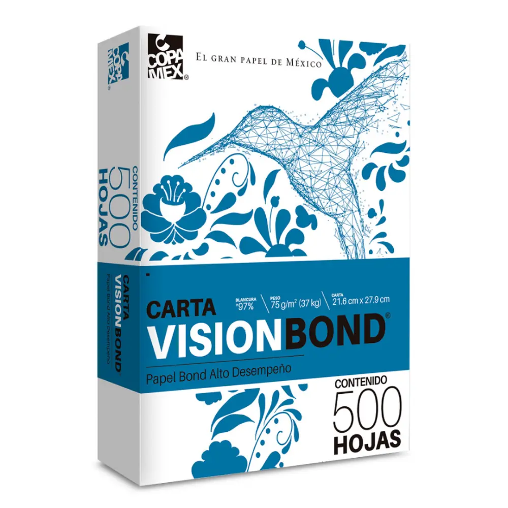 HOJA BOND VISION CARTA 37 KG PTE. C/500 PZAS.