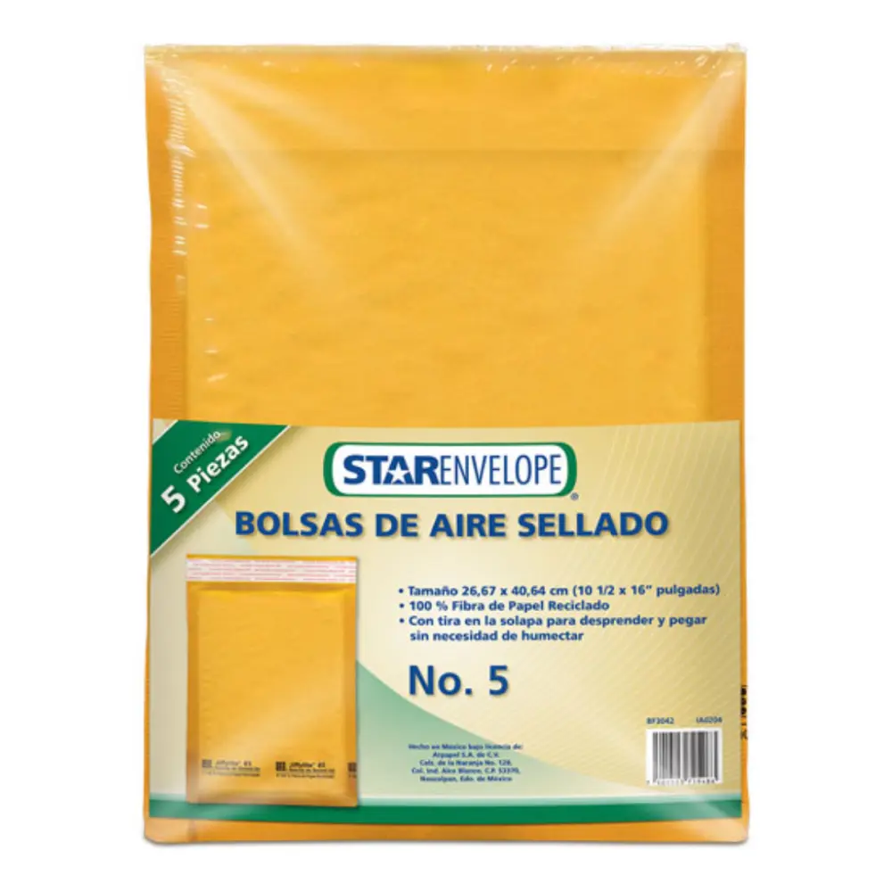 SOBRE BOLSA BURBUJA 204 STAR NO.5 PTE. C/5 26.67X40.64