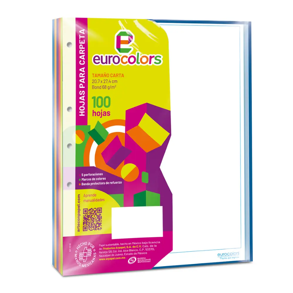 HOJA P/CARPETA CARTA ARCOIRIS PTE. C/100 BLANCO