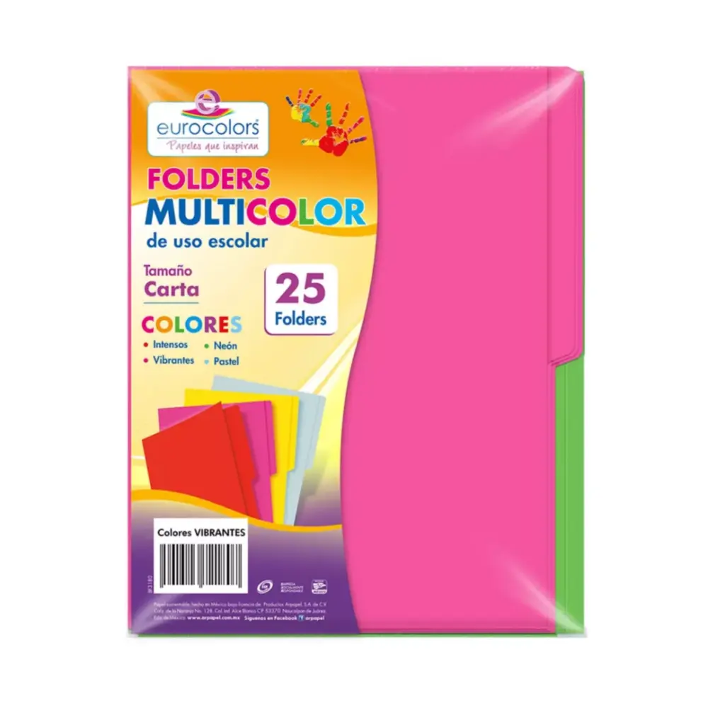 FOLDER MULTICOLOR ARCOIRIS VIBRANTES C/25 PZAS.