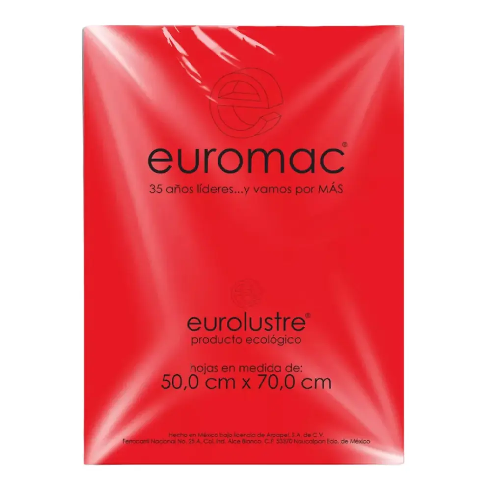 PAPEL EURO LUSTRE ROJO 50X70 PTE. C/25