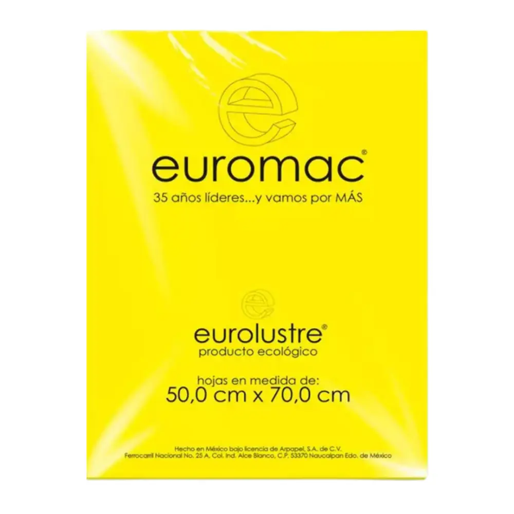 PAPEL EURO LUSTRE AMARILLO CANARIO 50X70 PTE. C/25