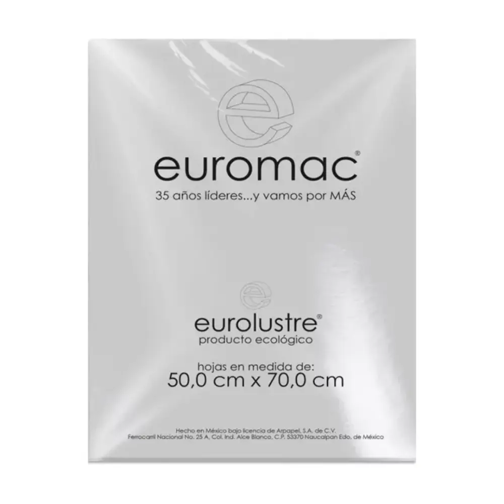 PAPEL EURO LUSTRE PLATA 50X70 PTE. C/25