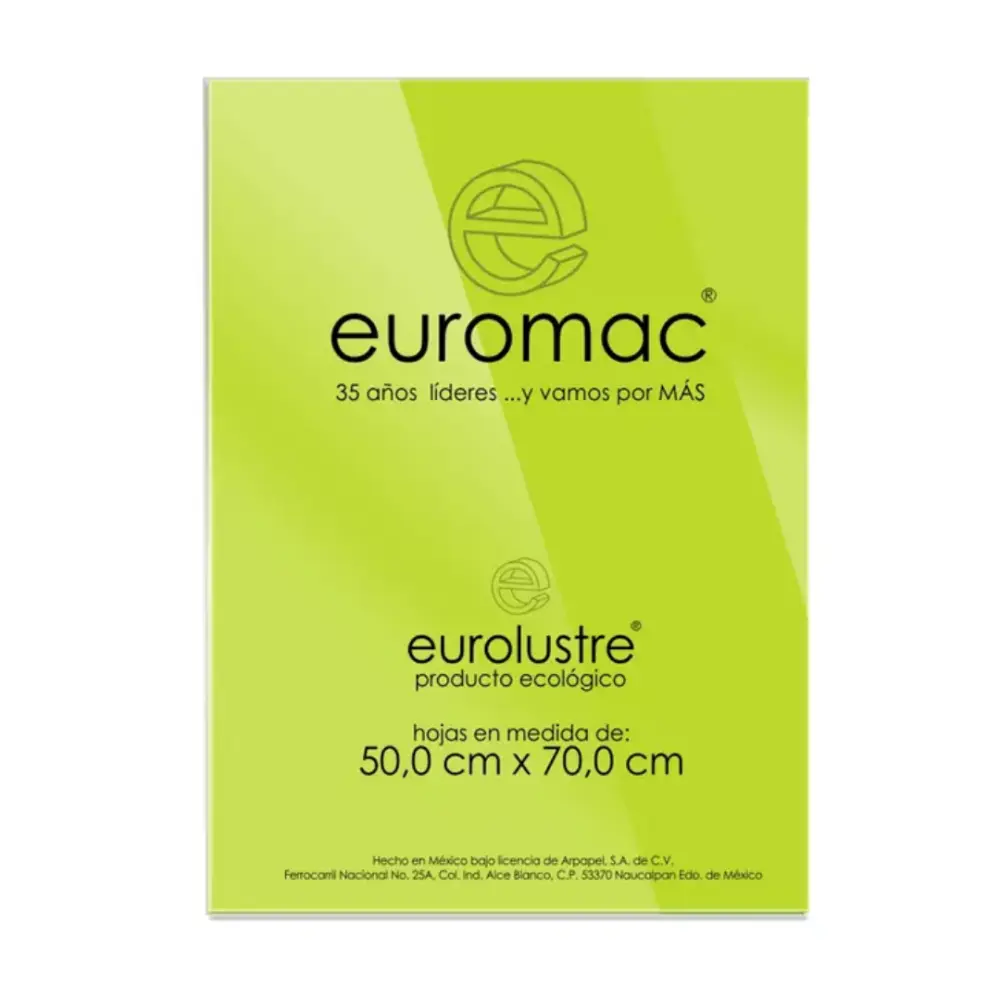 PAPEL EURO LUSTRE VERDE LIMON 50X70 PTE. C/25