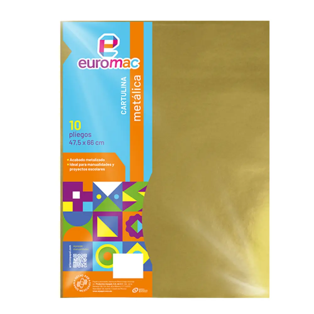 CARTULINA METALICA EUROMAC PTE. C/10 PZAS. ORO
