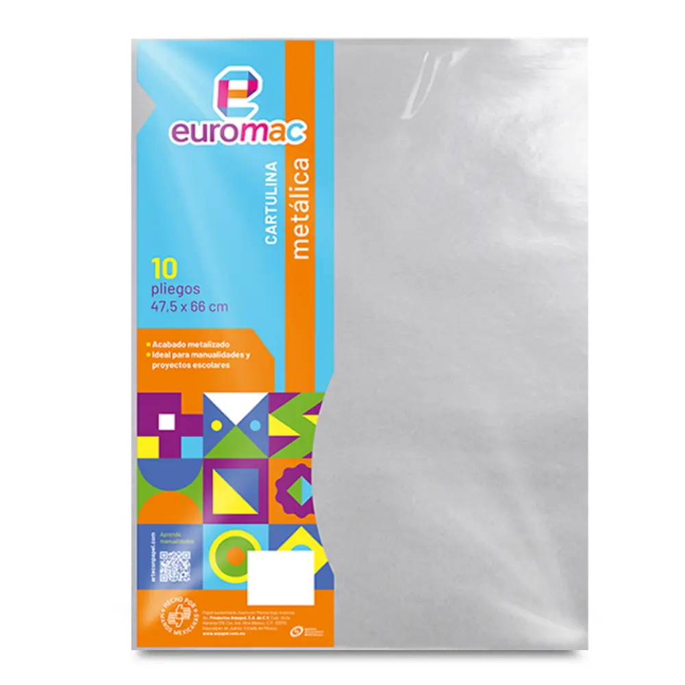 CARTULINA METALICA EUROMAC PTE. C/10 PZAS. PLATA