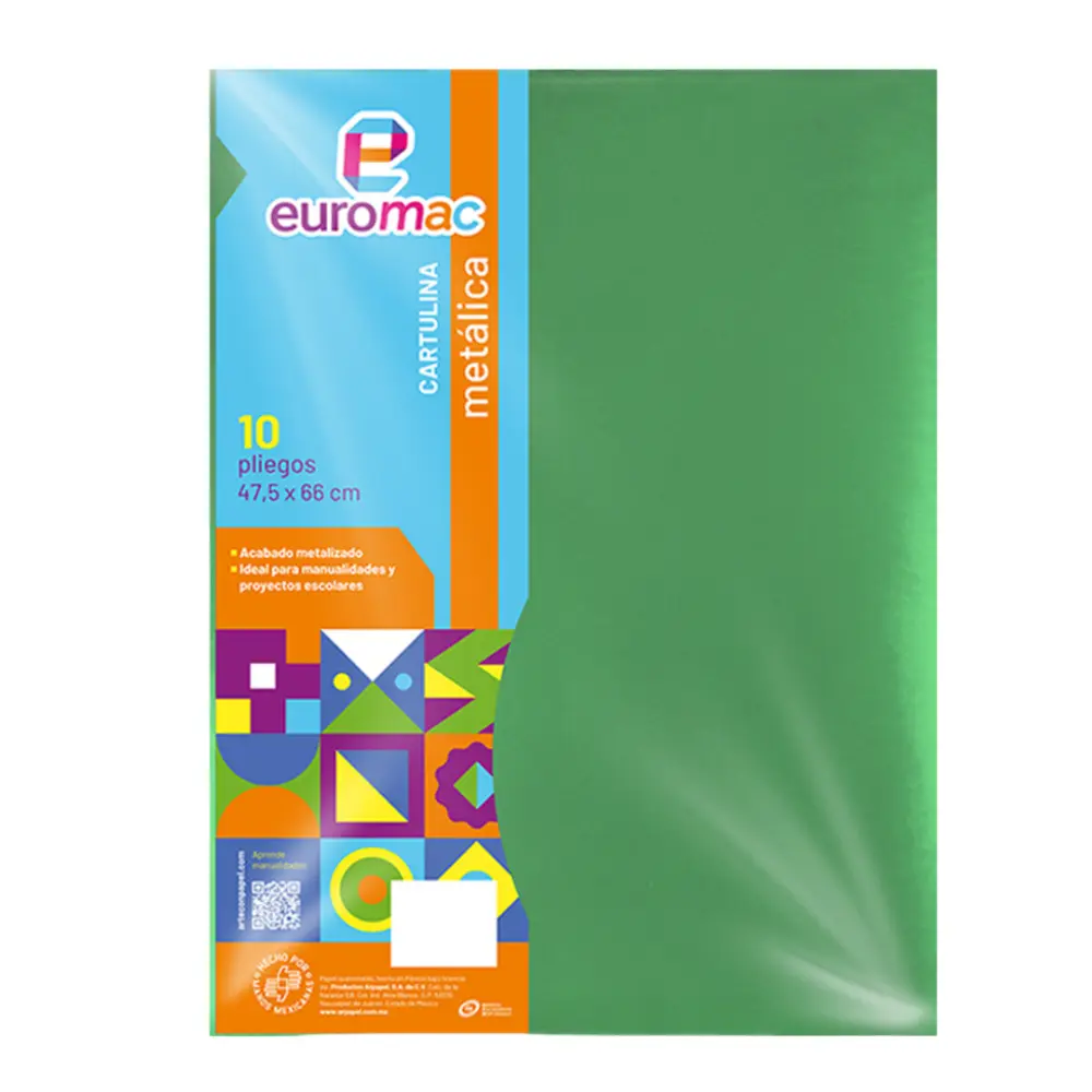 CARTULINA METALICA EUROMAC PTE. C/10 PZAS. VERDE