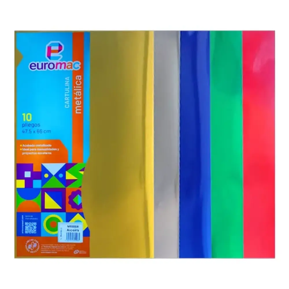 CARTULINA METALICA EUROMAC PTE. C/10 PZAS. ARCOIRIS