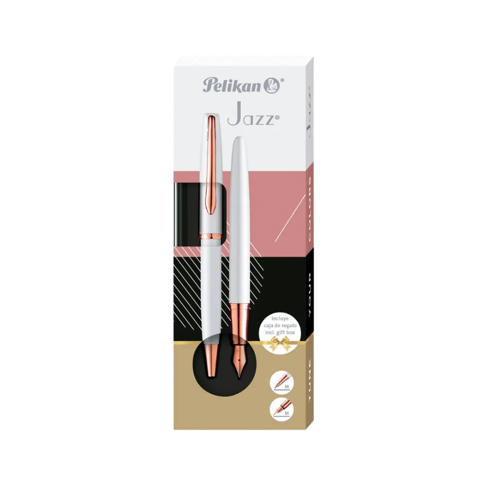 BOLIGRAFO Y PLUMA FUENTE PELIKAN JAZZ NOBLE BLANCA
