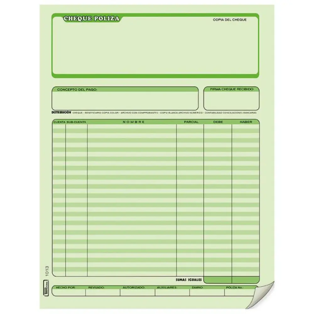 BLOCK PRINTA. 1013 P/CHEQUE CARTA