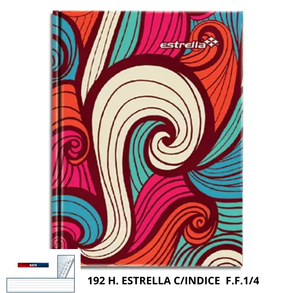 LIBRETA EMPASTADA 192 H. ESTRELLA C/INDICE FORMA FRANCESA 1/4