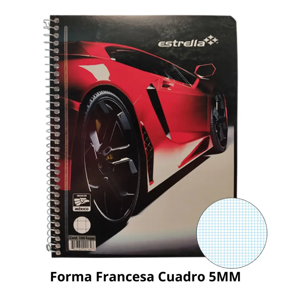 CUADERNO ESTRELLA FORMA FRANCESA 100 H. CUADRO 5 MM