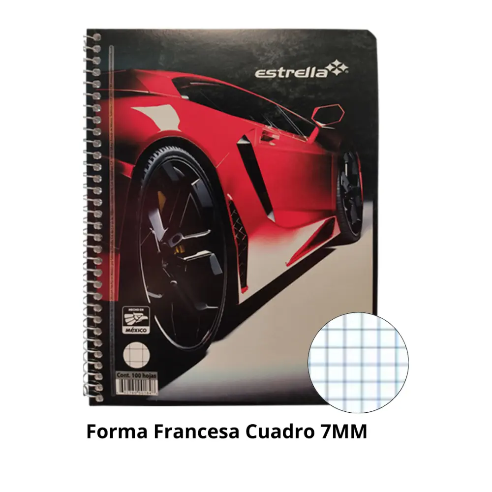 CUADERNO ESTRELLA FORMA FRANCESA 100 H. CUADRO 7 MM