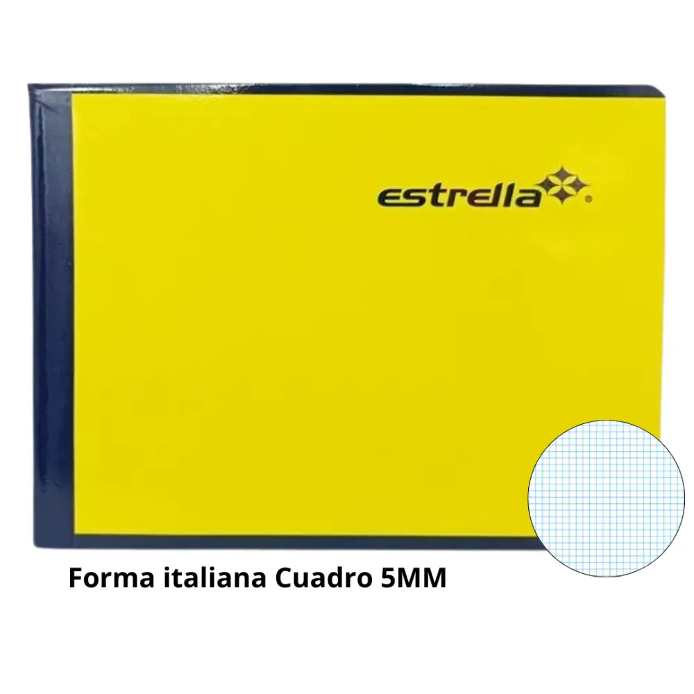 CUADERNO ESTRELLA FORMA ITALIANA 100 H. CUADRO 5 MM