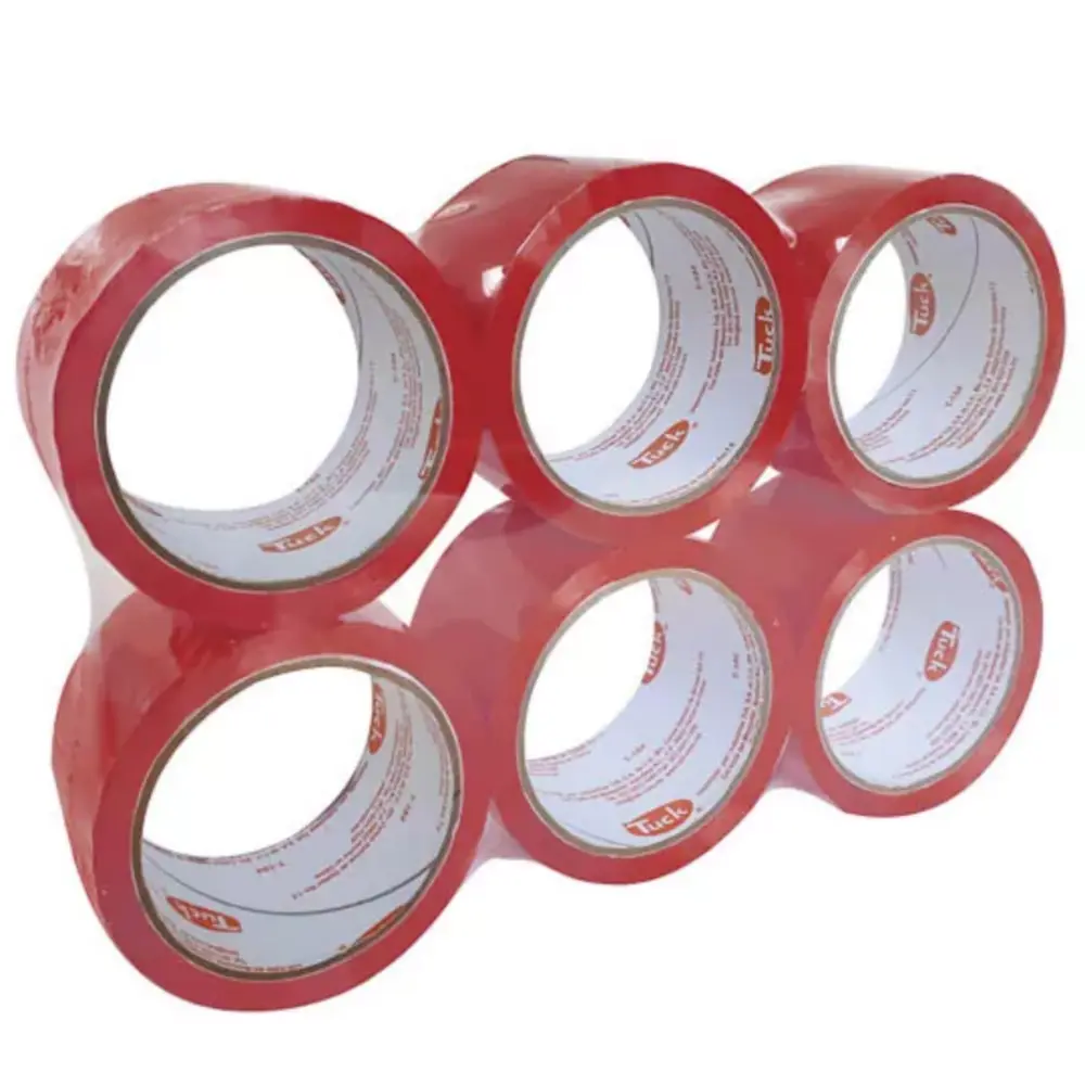 CINTA P/EMPAQUE TUK 48X50 MTS. ROJO PTE. C/6 PZAS.