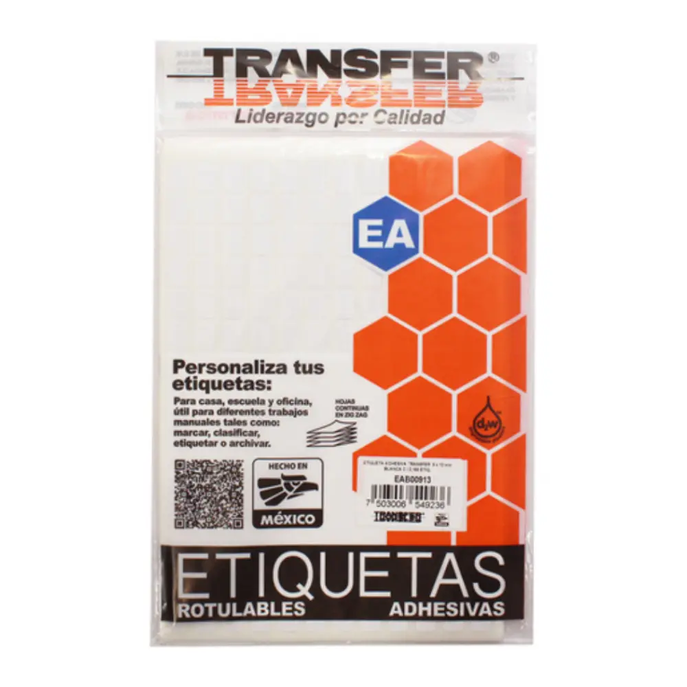 ETIQUETA ADHESIVA TRANSFER BLANCA NO.23  19X38 MM. C/420