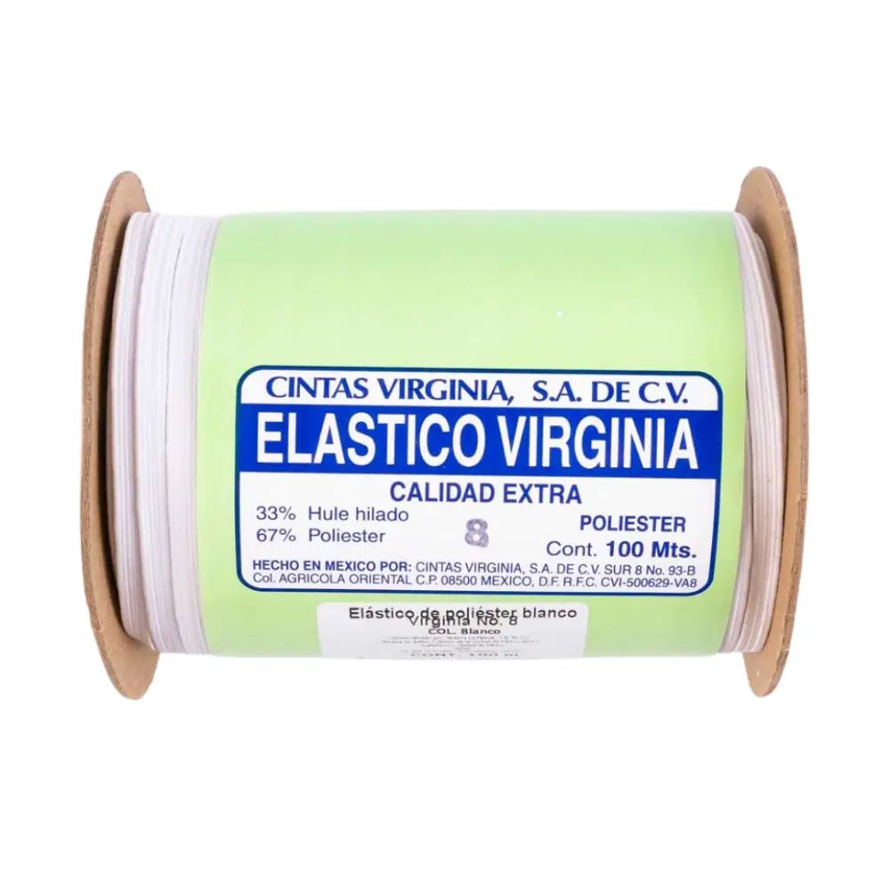 ELASTICO DE POLIESTER BLANCO C/100 MTS. NO.8