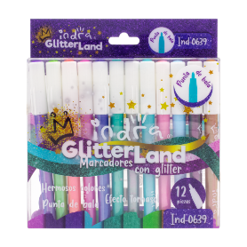 MARCADOR INDRA GLITTER LAND IND-0639 C/12 PIEZAS