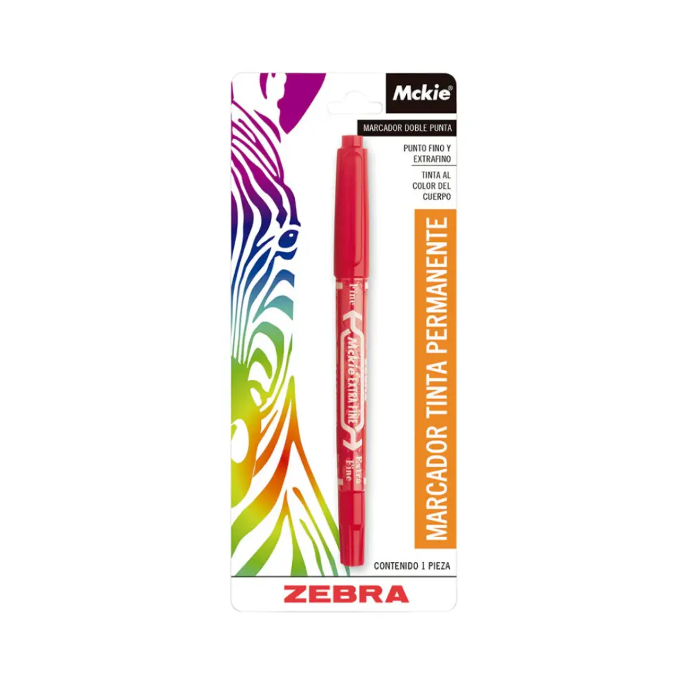 MARCADOR MCKIE DOBLE PUNTA ZEBRA ROJO