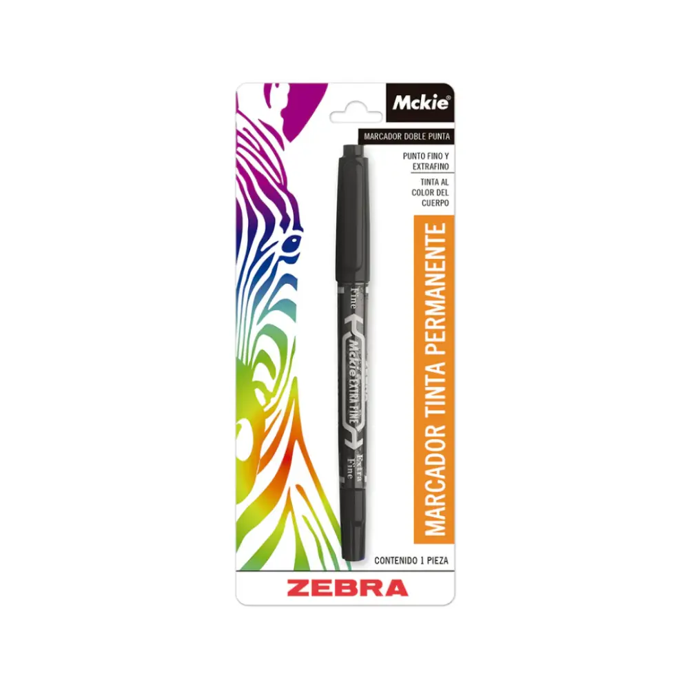 MARCADOR MCKIE DOBLE PUNTA ZEBRA NEGRO
