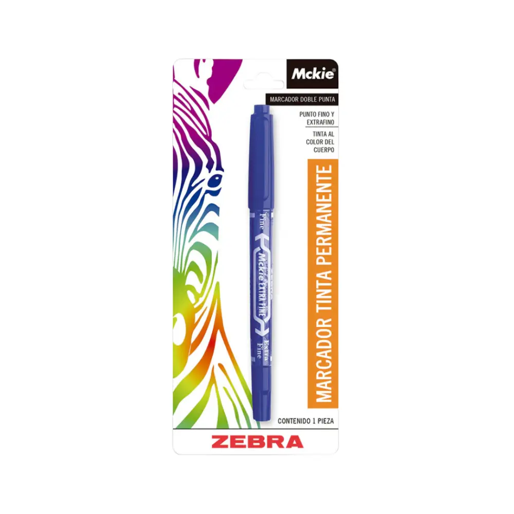 MARCADOR MCKIE DOBLE PUNTA ZEBRA AZUL