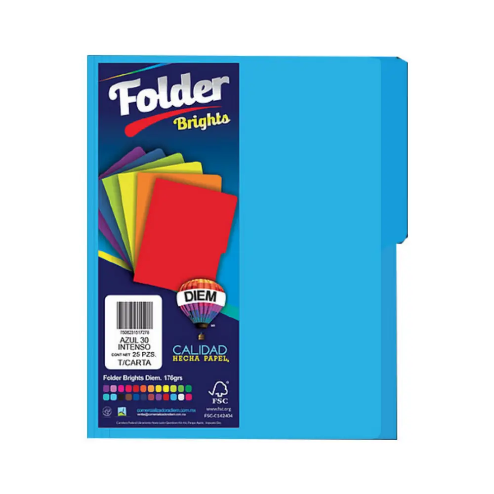 FOLDER BRIGHTS DIEM PTE. C/25 PZAS. AZUL INTENSO 30