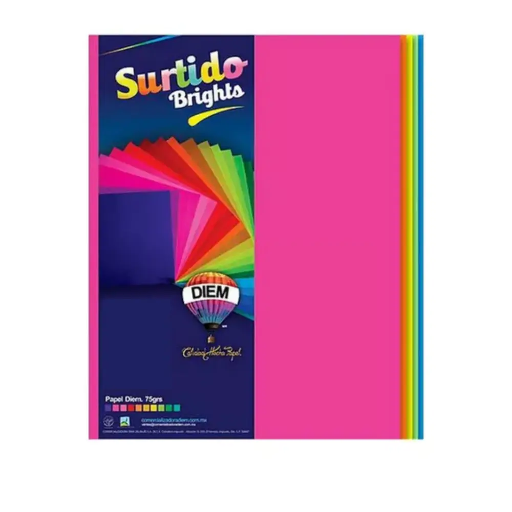 PAPEL DIEM CARTA MULTICOLOR BRIGHTS 10 COL. PTE. 50