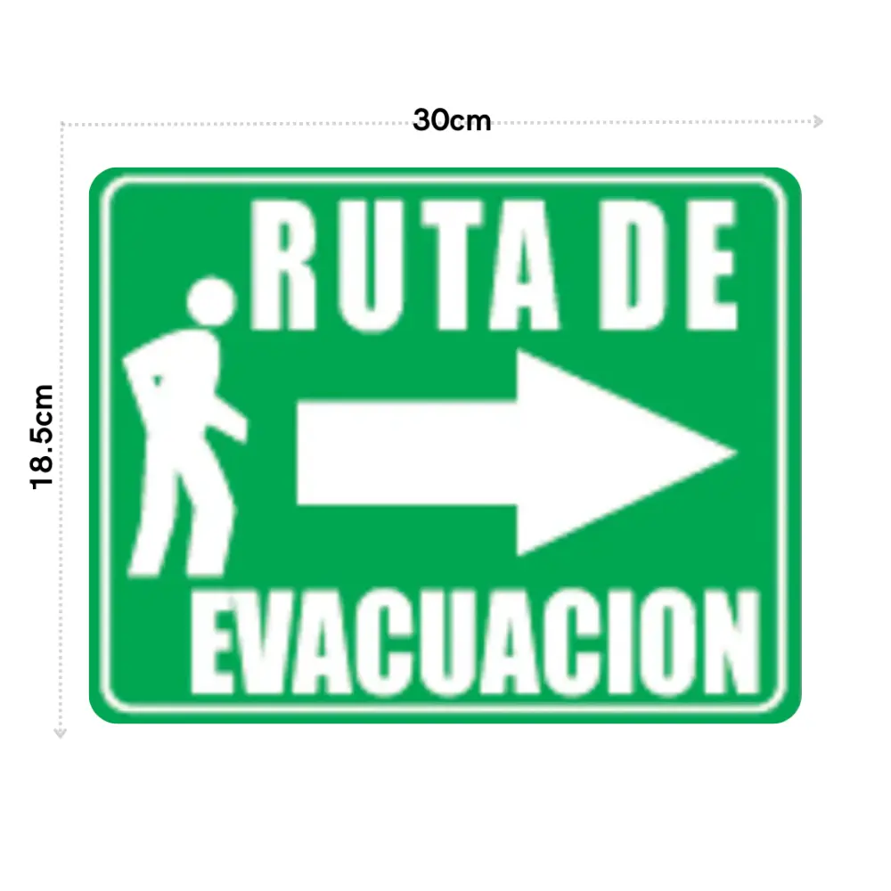 SEÑALAMIENTO RUTA DE EVACUACION DERECHA 18.5X30