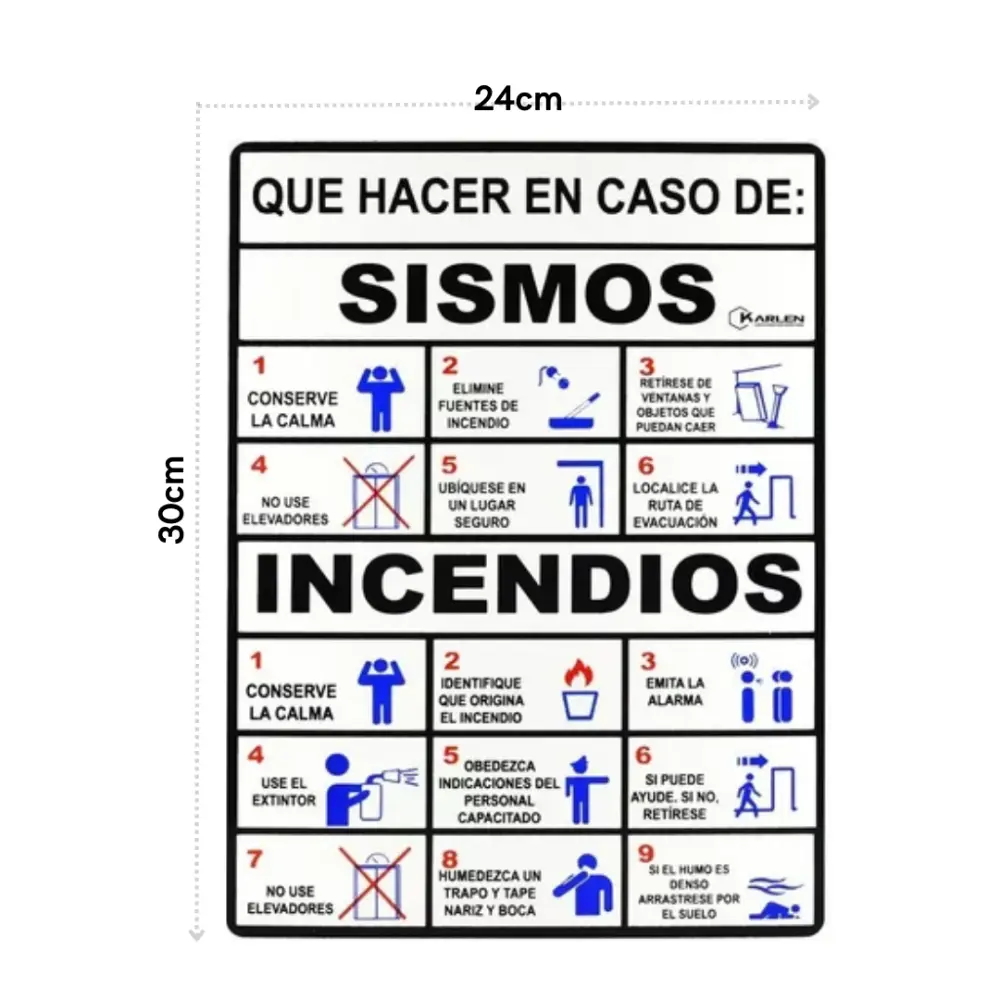 SEÑALAMIENTO INSTRUCCIONES BASICAS EN CASO DE SISMO CHICO 24X30