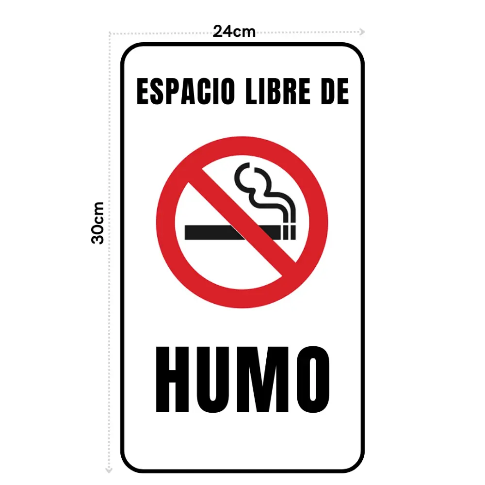 SEÑALAMIENTO ESPACIO LIBRE DE HUMO 24X30