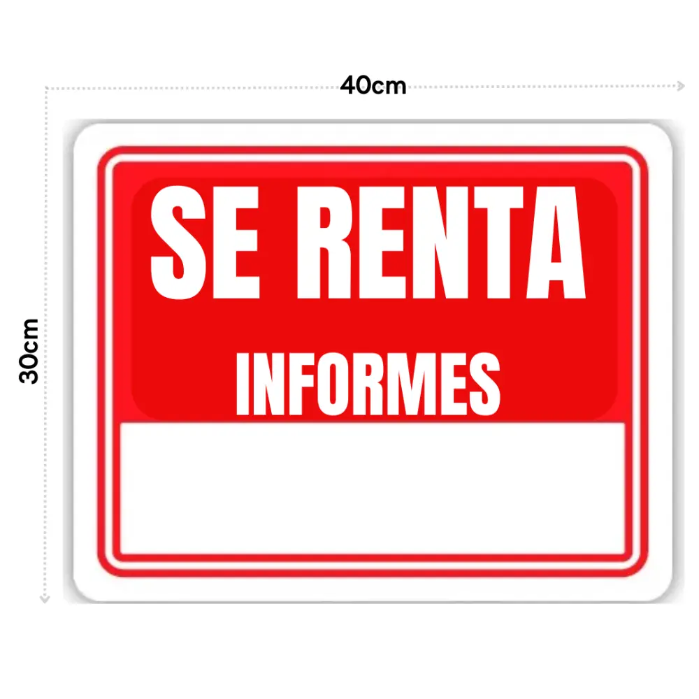 SEÑALAMIENTO SE RENTA GRANDE 30X40