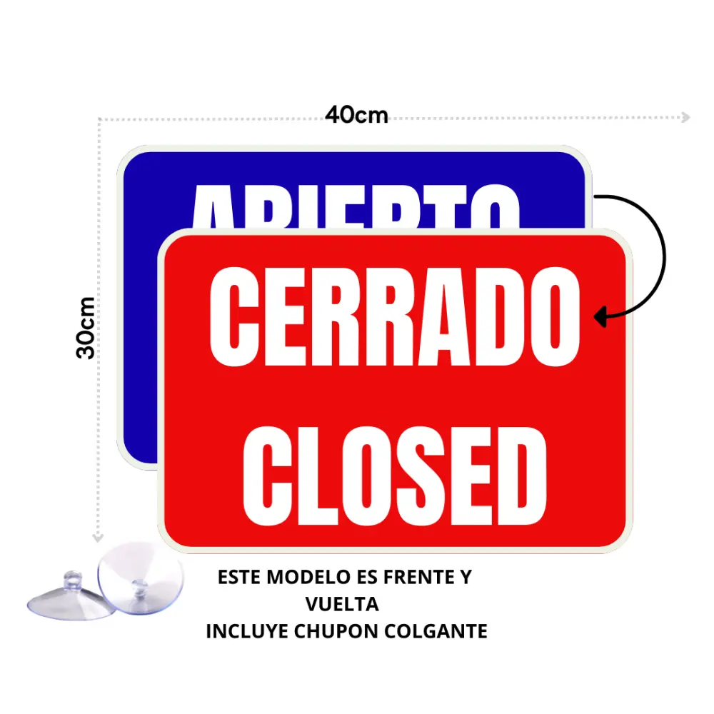 SEÑALAMIENTO ABIERTO/OPEN CON CADENA 30X40