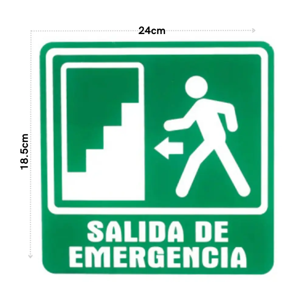 SEÑALAMIENTO RUTA DE EVACUACION IZQUIERDA ESCALERA 18.5X24