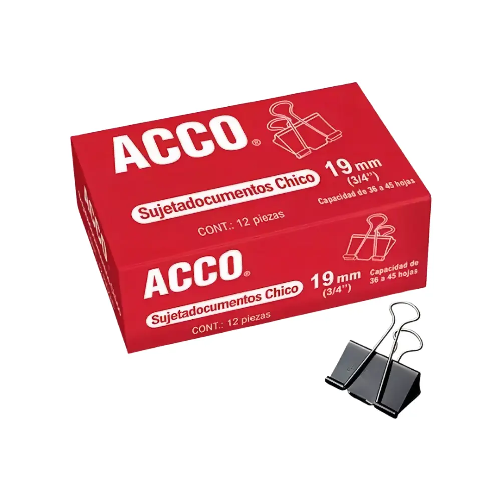 PINZA SUJETA PAPEL JUMBO 19 MM CAJA C/12