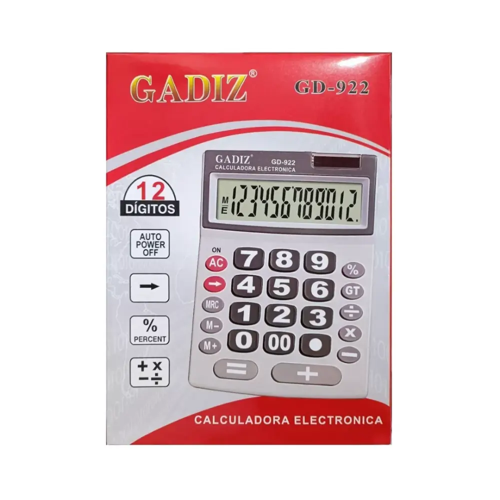 CALCULADORA GADIZ GD-922 12 DIGITOS