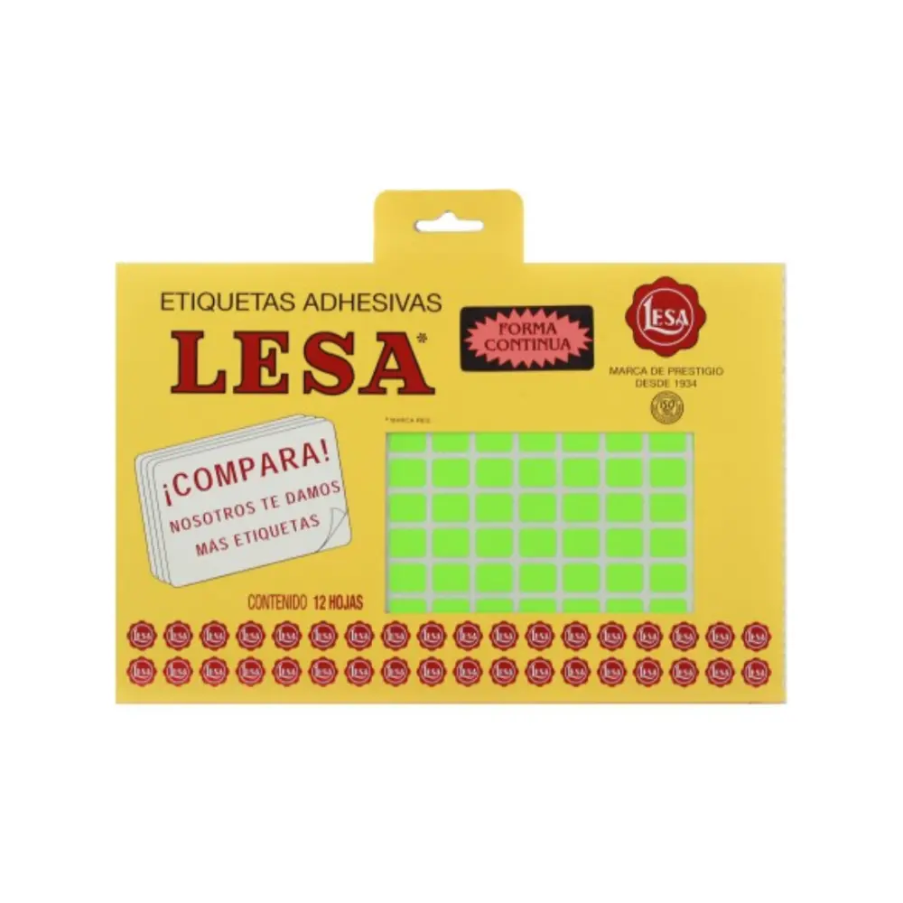 ETIQUETAS LESA 1 VERDE 1800 12X8 MM
