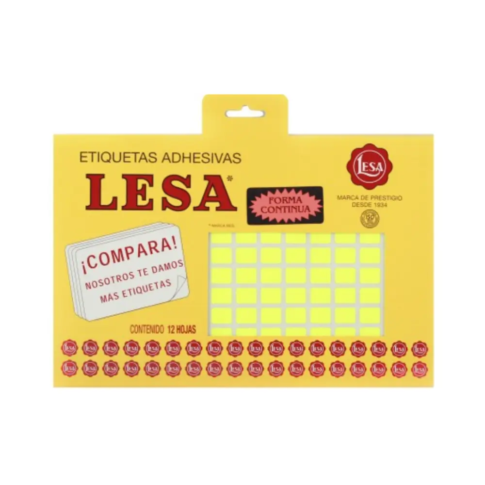 ETIQUETAS LESA 1 AMAR. 1800 12X8 MM