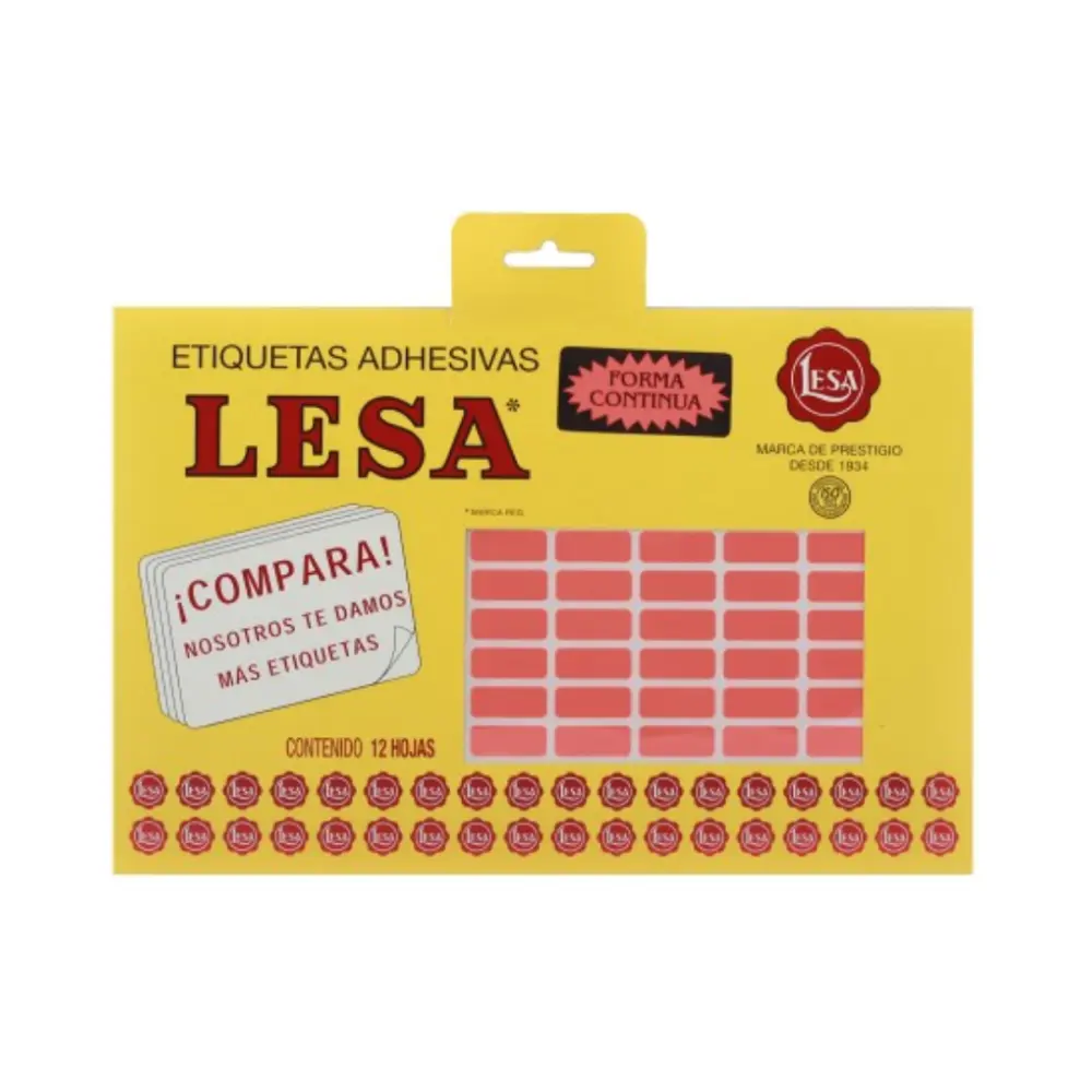 ETIQUETAS LESA 4 ROJO 1400 20X8 MM