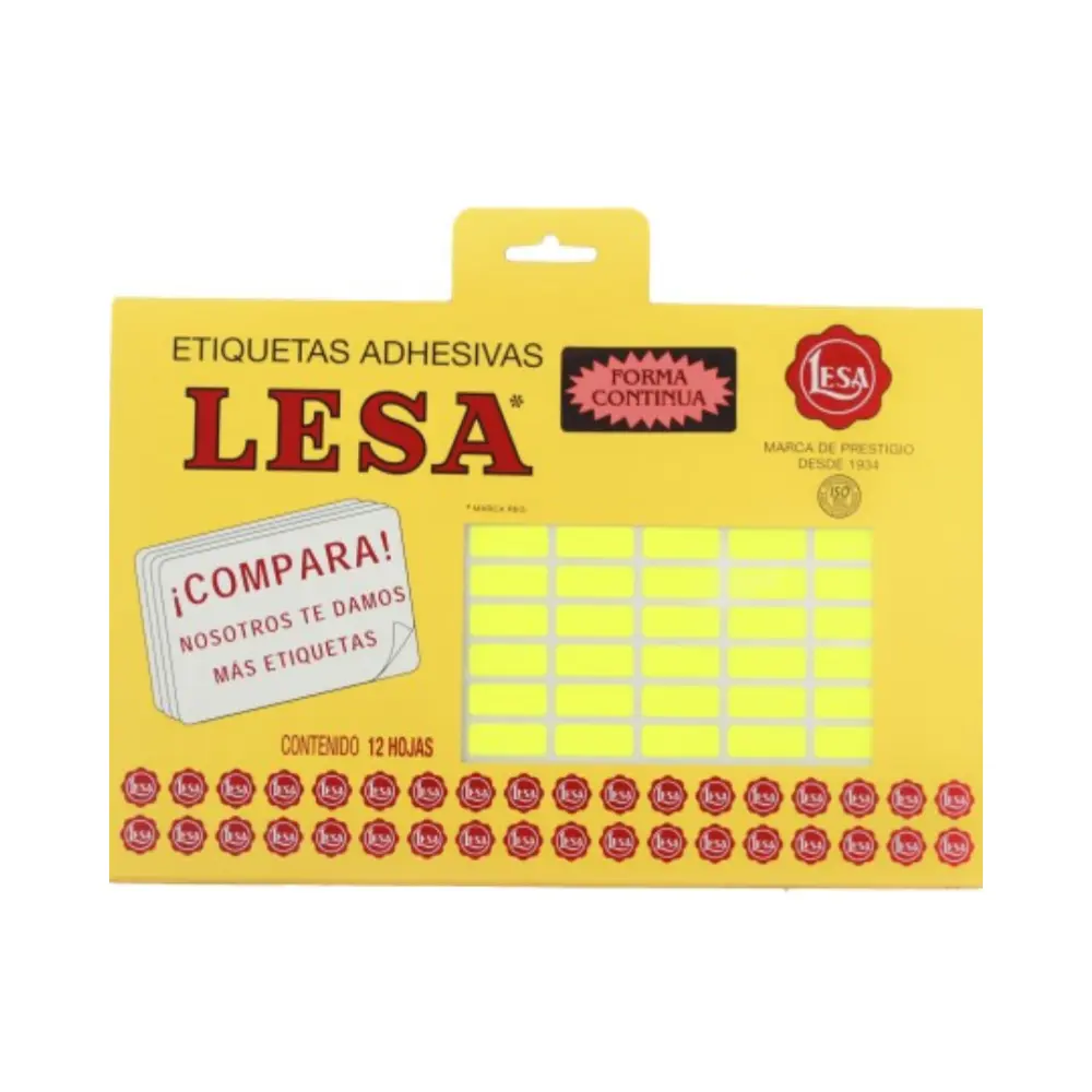 ETIQUETAS LESA 4 AMAR. 1400 20X8 MM