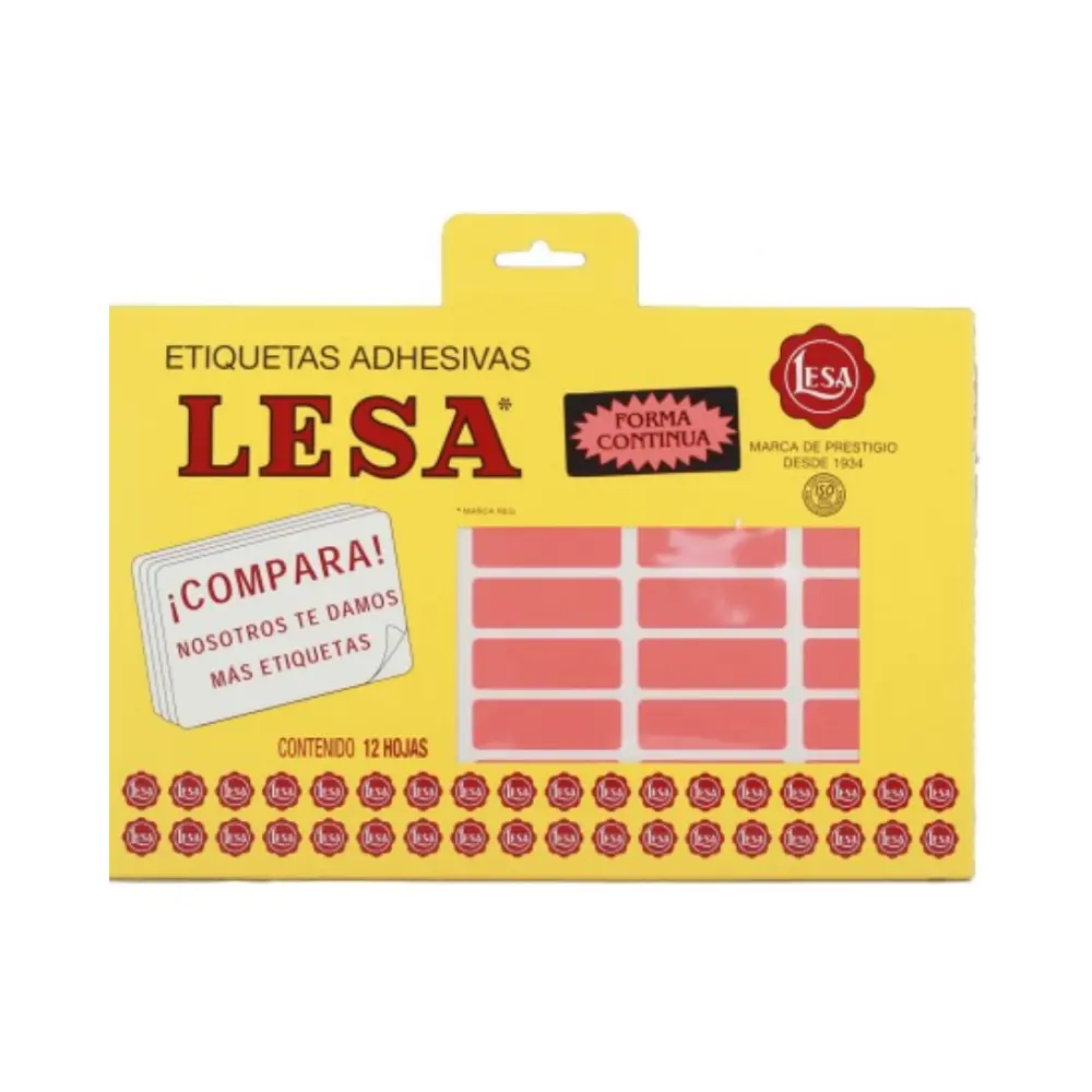 ETIQUETAS LESA 6 ROJO 450 38X13 MM