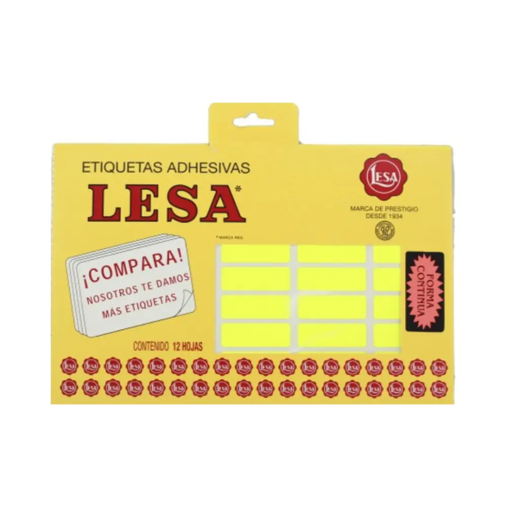 ETIQUETAS LESA 6 AMAR. 450 38X13 MM