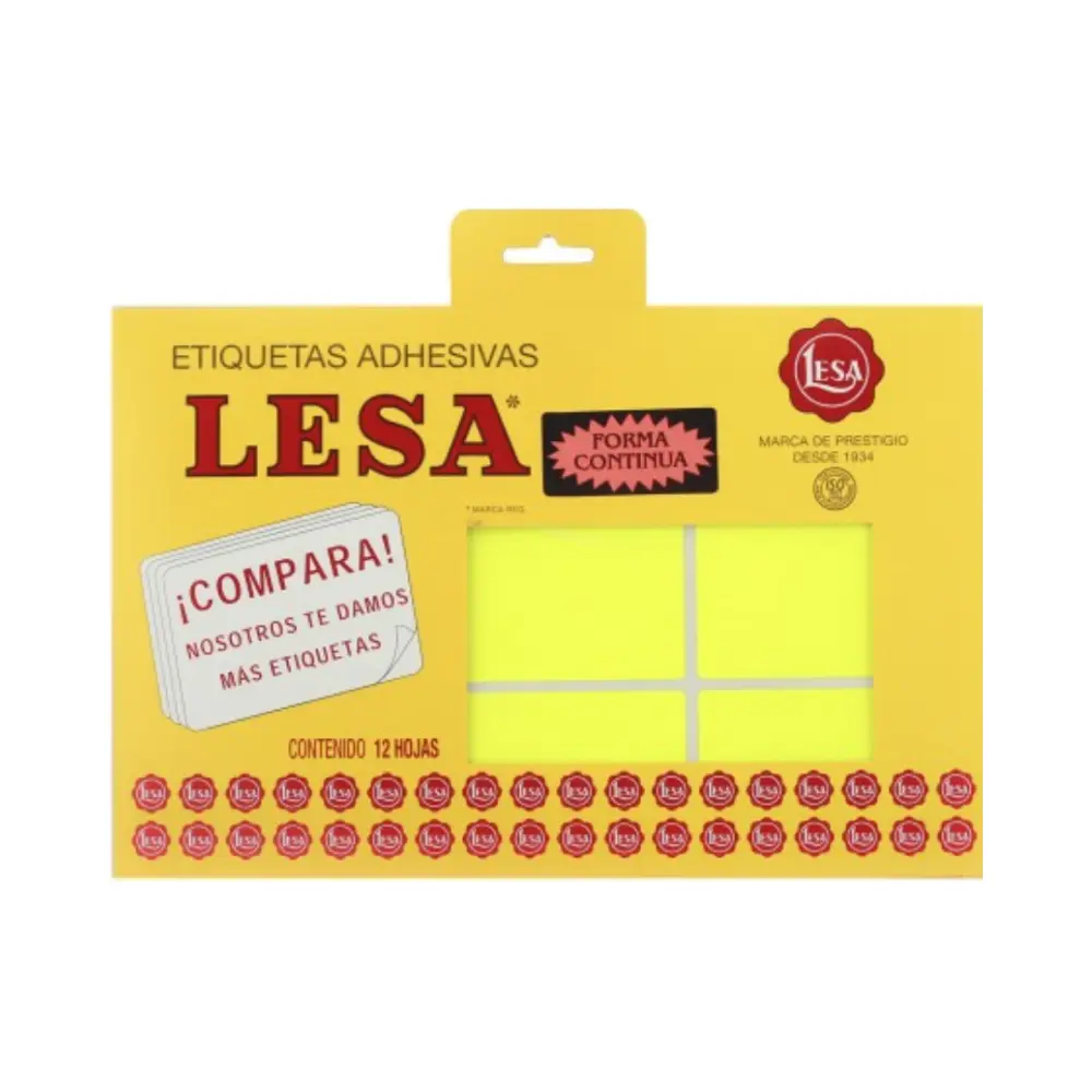 ETIQUETAS LESA 13 AMAR. 90 66X43 MM