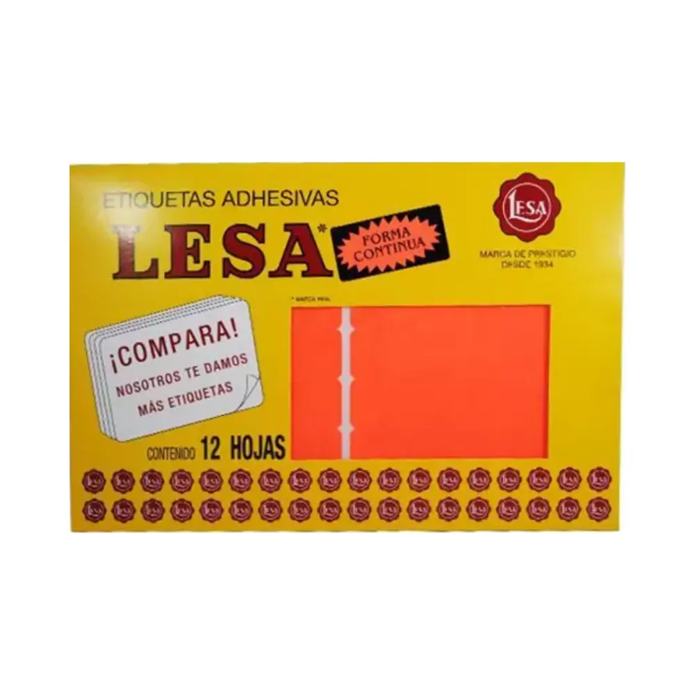 ETIQUETAS LESA 20 ROJO  C/12 HOJAS