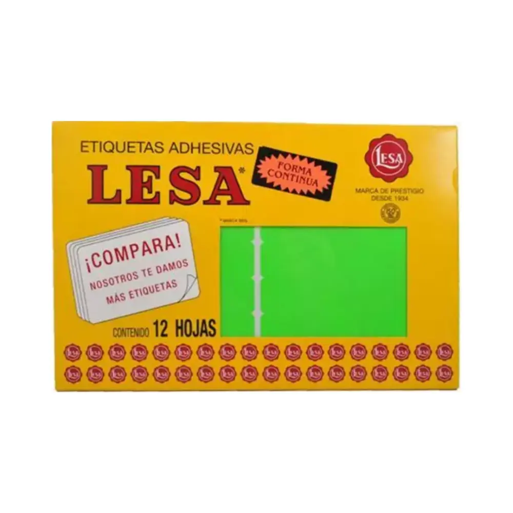 ETIQUETAS LESA 20 VERDE C/12 HOJAS