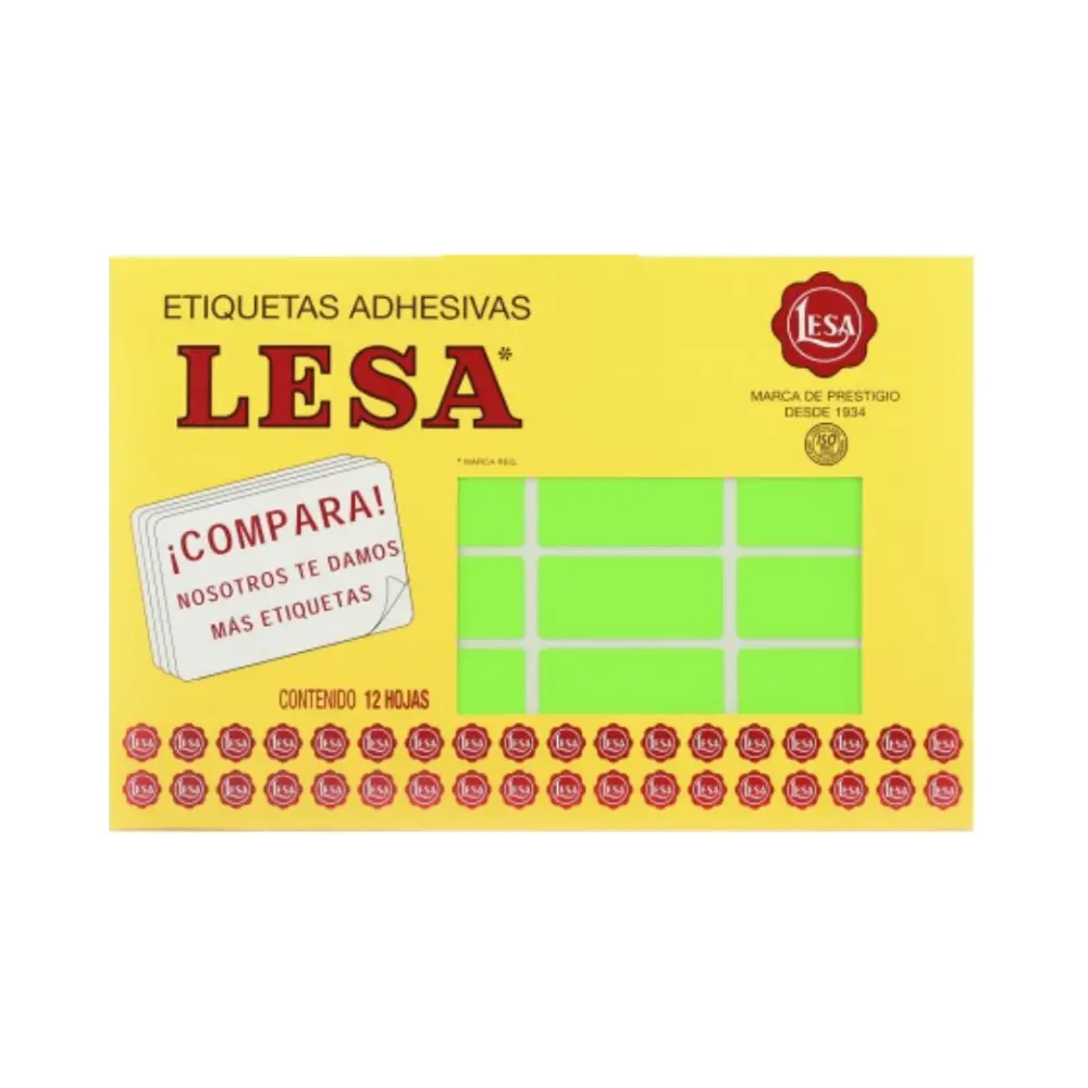 ETIQUETAS LESA 15 VERDE C/12 H.