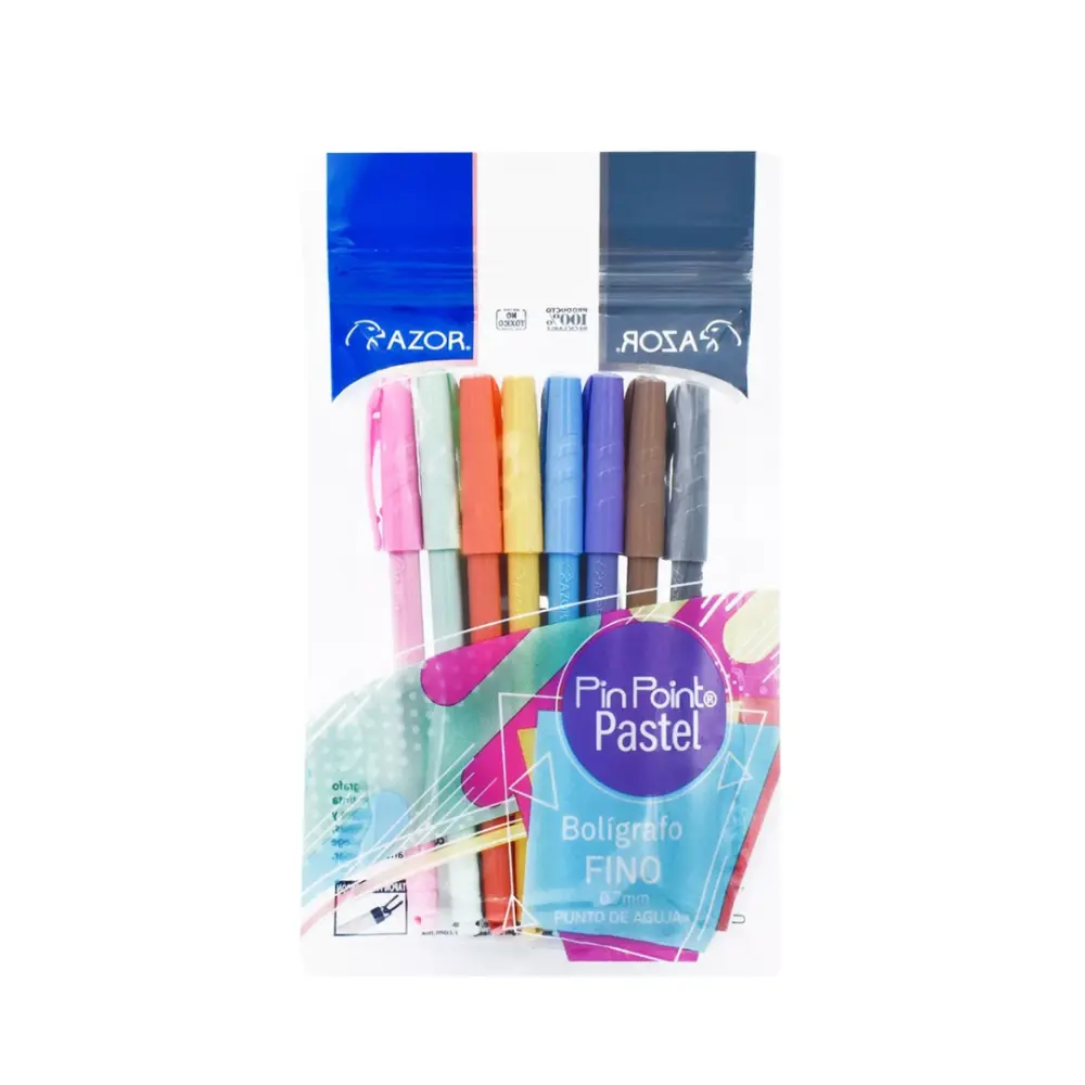 BOLIGRAFO AZOR PIN POINT PASTEL PTE. C/8 PZAS.