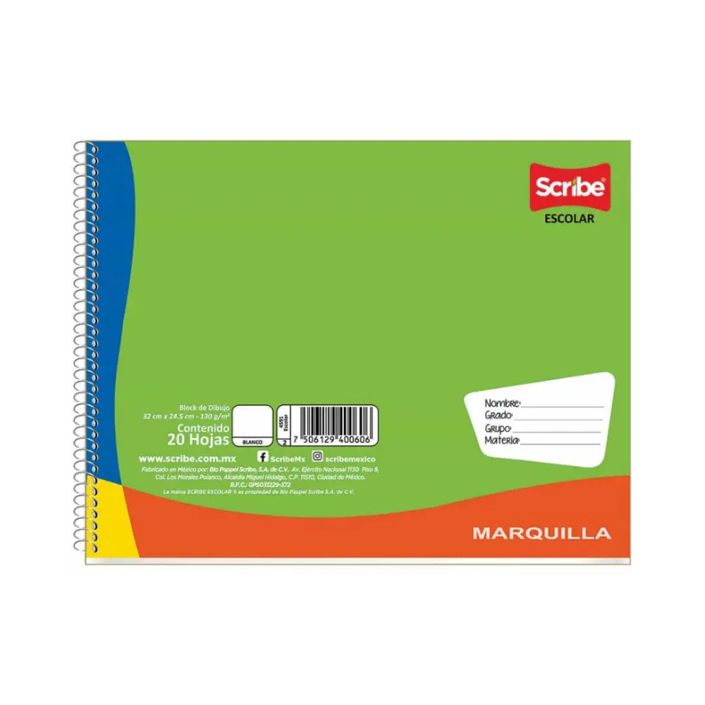 CUADERNO SCRIBE P/DIBUJO 20 HOJAS